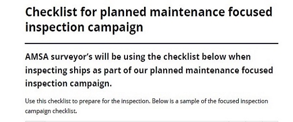 Focused inspection campaign (FIC) - planned maintenance  (AUS